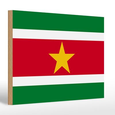 Drapeau en bois Suriname 30x20cm Drapeau du Suriname