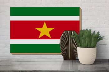 Drapeau en bois Suriname 30x20cm Drapeau du Suriname 3