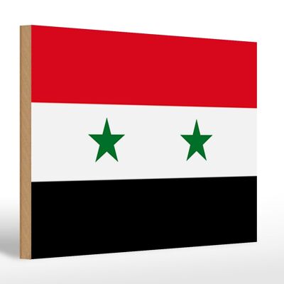 Panneau en bois drapeau de la Syrie 30x20cm Drapeau de la Syrie