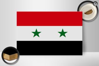 Panneau en bois drapeau de la Syrie 30x20cm Drapeau de la Syrie 2