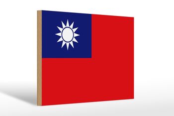 Panneau en bois drapeau Chine 30x20cm drapeau de Taïwan 1