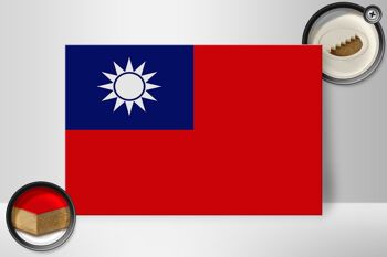 Panneau en bois drapeau Chine 30x20cm drapeau de Taïwan 2