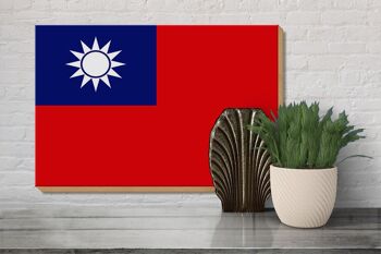 Panneau en bois drapeau Chine 30x20cm drapeau de Taïwan 3