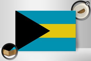 Panneau en bois drapeau Bahamas 30x20cm Drapeau des Bahamas 2