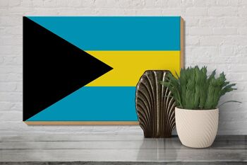 Panneau en bois drapeau Bahamas 30x20cm Drapeau des Bahamas 3