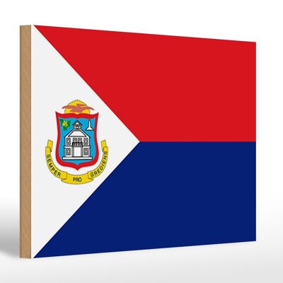 Letrero de madera bandera de Sint Maarten 30x20cm Bandera de Sint Maarten