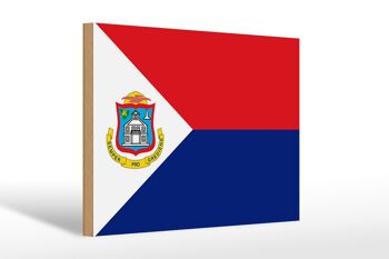 Panneau en bois drapeau de Sint Maarten 30x20cm Drapeau de Sint Maarten 1
