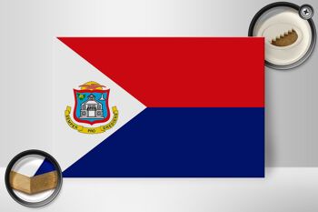 Panneau en bois drapeau de Sint Maarten 30x20cm Drapeau de Sint Maarten 2