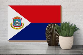 Panneau en bois drapeau de Sint Maarten 30x20cm Drapeau de Sint Maarten 3
