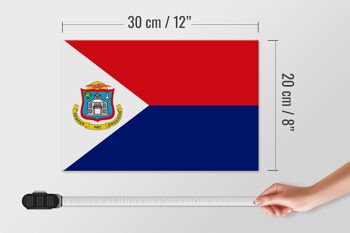Panneau en bois drapeau de Sint Maarten 30x20cm Drapeau de Sint Maarten 4