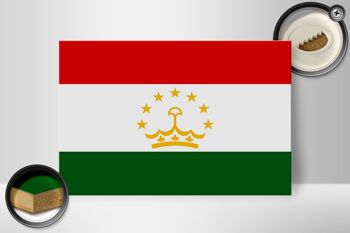 Panneau en bois drapeau Tadjikistan 30x20cm Drapeau du Tadjikistan 2