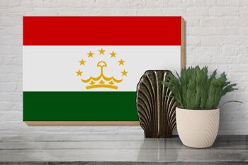 Panneau en bois drapeau Tadjikistan 30x20cm Drapeau du Tadjikistan 3
