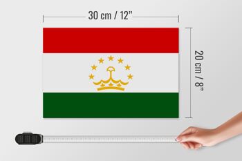 Panneau en bois drapeau Tadjikistan 30x20cm Drapeau du Tadjikistan 4