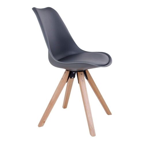 Bergen Dining Chair - Chair in grey with natural wood legs