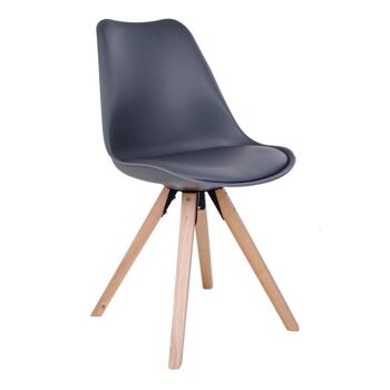 Bergen Dining Chair - Chaise en gris avec pieds en bois naturel 4
