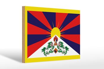 Panneau en bois drapeau du Tibet 30x20cm Drapeau du Tibet 1