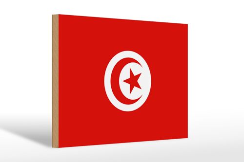 Holzschild Flagge Tunesiens 30x20cm Flag of Tunisia