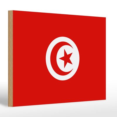 Cartello in legno bandiera della Tunisia 30x20cm Bandiera della Tunisia