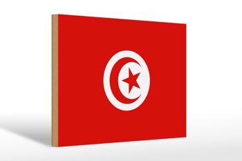 Panneau en bois drapeau de la Tunisie 30x20cm Drapeau de la Tunisie 1