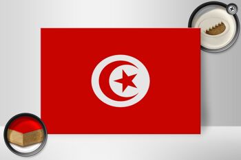 Panneau en bois drapeau de la Tunisie 30x20cm Drapeau de la Tunisie 2