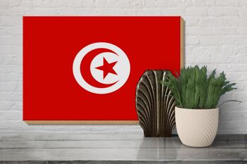 Panneau en bois drapeau de la Tunisie 30x20cm Drapeau de la Tunisie 3