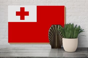 Panneau en bois drapeau des Tonga 30x20cm Drapeau des Tonga 3