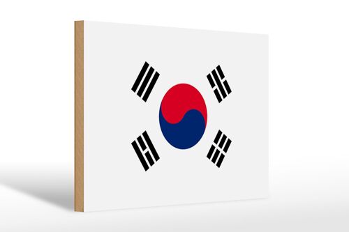 Holzschild Flagge Südkoreas 30x20cm Flag of South Korea