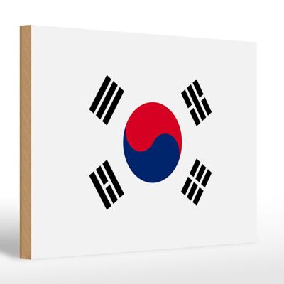 Panneau en bois drapeau de la Corée du Sud 30x20cm Drapeau de la Corée du Sud