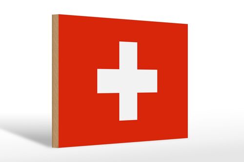 Holzschild Flagge Schweiz 30x20cm Flag of Switzerland
