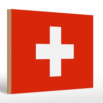 Holzschild Flagge Schweiz 30x20cm Flag of Switzerland