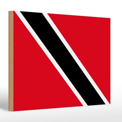 Letrero de madera bandera de Trinidad y Tobago pliegue 30x20cm