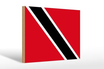 Panneau en bois drapeau de Trinité-et-Tobago 30x20cm pliable 1