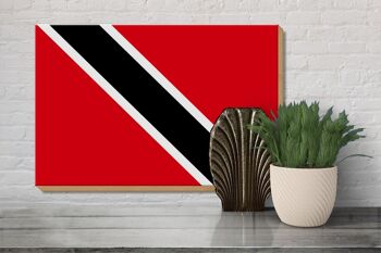 Panneau en bois drapeau de Trinité-et-Tobago 30x20cm pliable 3
