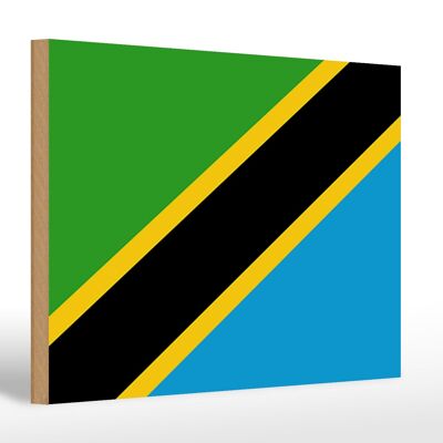 Holzschild Flagge Tansanias 30x20cm Flag of Tanzania