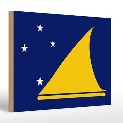 Cartello in legno bandiera di Tokelau 30x20cm Bandiera di Tokelau