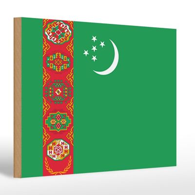 Letrero de madera Bandera de Turkmenistán 30x20cm Bandera Turkmenistán