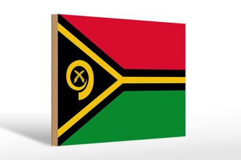 Panneau en bois drapeau du Vanuatu 30x20cm Drapeau du Vanuatu 1