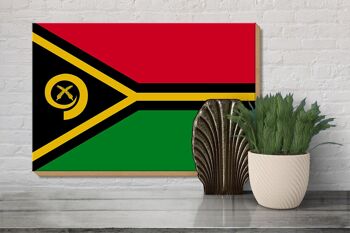Panneau en bois drapeau du Vanuatu 30x20cm Drapeau du Vanuatu 3