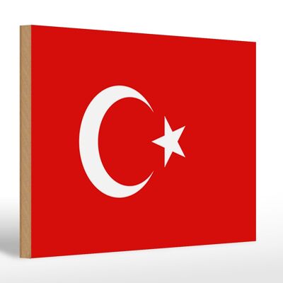 Letrero de madera bandera Türkiye 30x20cm Bandera de Turquía