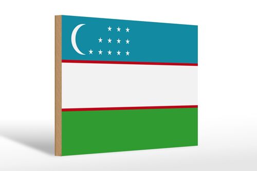 Holzschild Flagge Usbekistans 30x20cm Flag of Uzbekistan