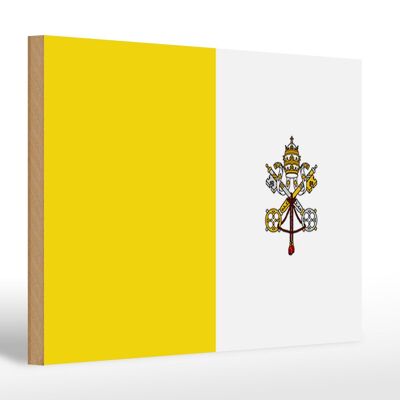 Holzschild Flagge Vatikanstadt 30x20cm Flag Vatican City