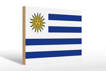 Panneau en bois drapeau de l'Uruguay 30x20cm Drapeau de l'Uruguay 1
