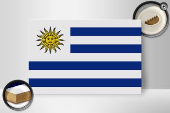Panneau en bois drapeau de l'Uruguay 30x20cm Drapeau de l'Uruguay 2