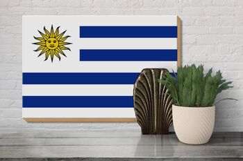 Panneau en bois drapeau de l'Uruguay 30x20cm Drapeau de l'Uruguay 3