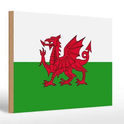 Panneau en bois drapeau du Pays de Galles 30x20cm Drapeau du Pays de Galles