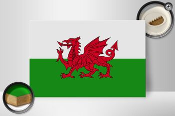 Panneau en bois drapeau du Pays de Galles 30x20cm Drapeau du Pays de Galles 2