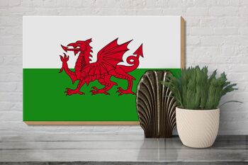 Panneau en bois drapeau du Pays de Galles 30x20cm Drapeau du Pays de Galles 3