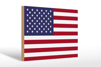 Panneau en bois drapeau États-Unis 30x20cm États-Unis 1