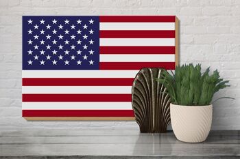 Panneau en bois drapeau États-Unis 30x20cm États-Unis 3