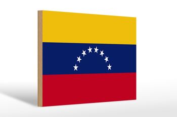 Panneau en bois drapeau du Venezuela 30x20cm Drapeau du Venezuela 1